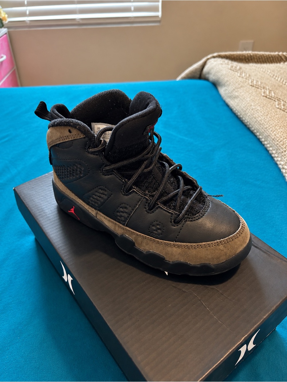 Jordan Kids Black and Brown High Top Sneakers